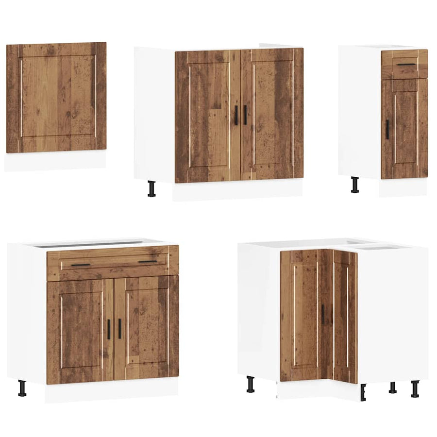 11-delige Keukenkastenset Porto bewerkt hout oud houtkleurig