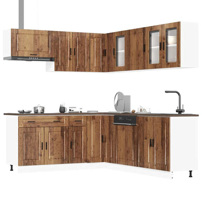 11-delige Keukenkastenset Porto bewerkt hout oud houtkleurig