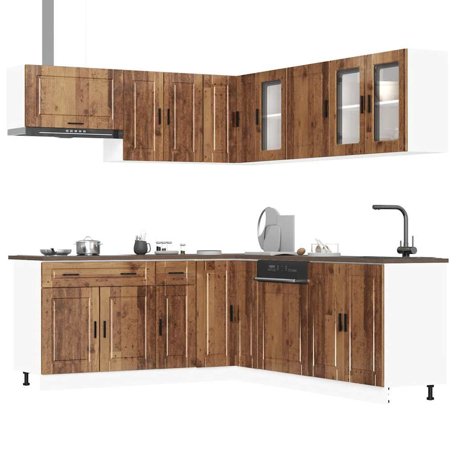 11-delige Keukenkastenset Porto bewerkt hout oud houtkleurig