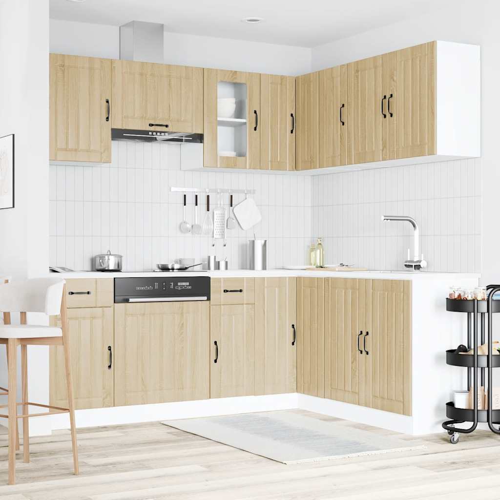 11-delige Keukenkastenset Kalmar bewerkt hout sonoma eikenkleur