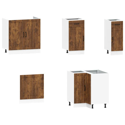 11-delige Keukenkastenset Kalmar bewerkt hout gerookt eiken