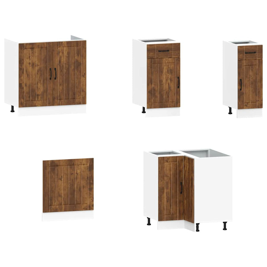 11-delige Keukenkastenset Kalmar bewerkt hout gerookt eiken