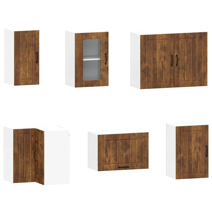 11-delige Keukenkastenset Kalmar bewerkt hout gerookt eiken
