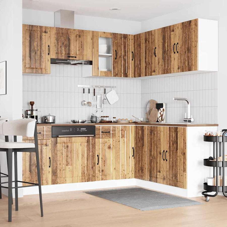 11-delige Keukenkastenset Lucca bewerkt hout oud houtkleurig