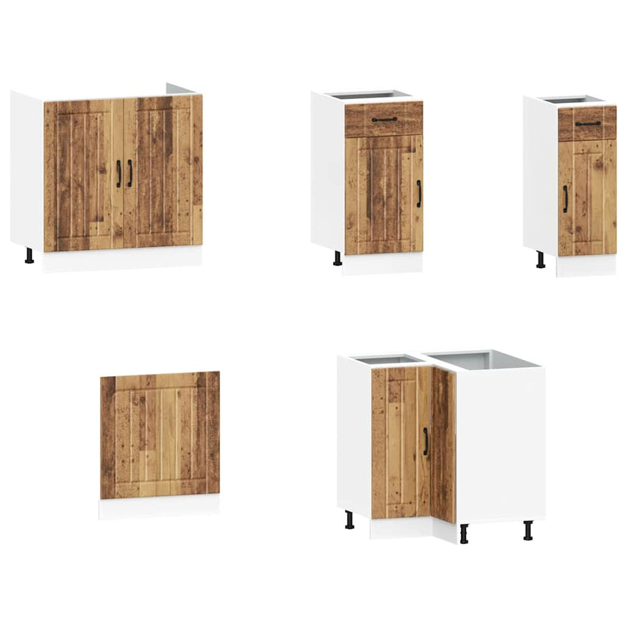 11-delige Keukenkastenset Lucca bewerkt hout oud houtkleurig