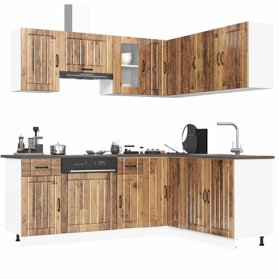 11-delige Keukenkastenset Lucca bewerkt hout oud houtkleurig