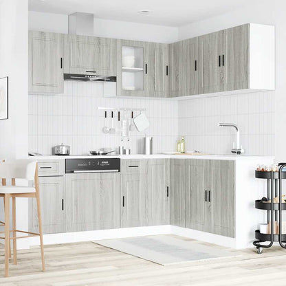 Keukenkastenset Bewerkt Hout Eiken Grijs Sonoma