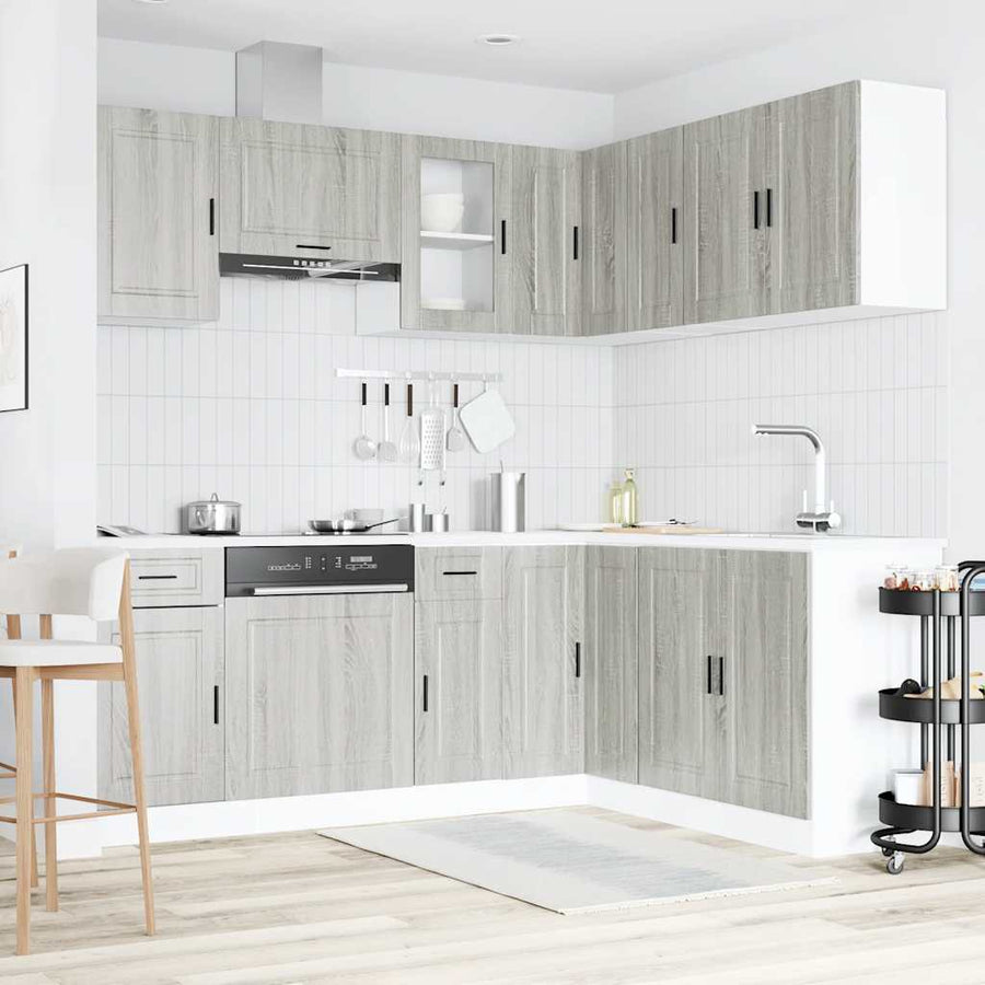 Keukenkastenset Bewerkt Hout Eiken Grijs Sonoma