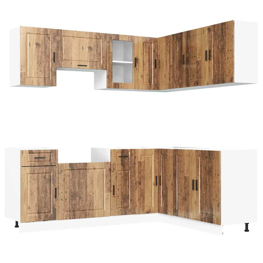 11-delige Keukenkastenset Porto bewerkt hout oud houtkleurig