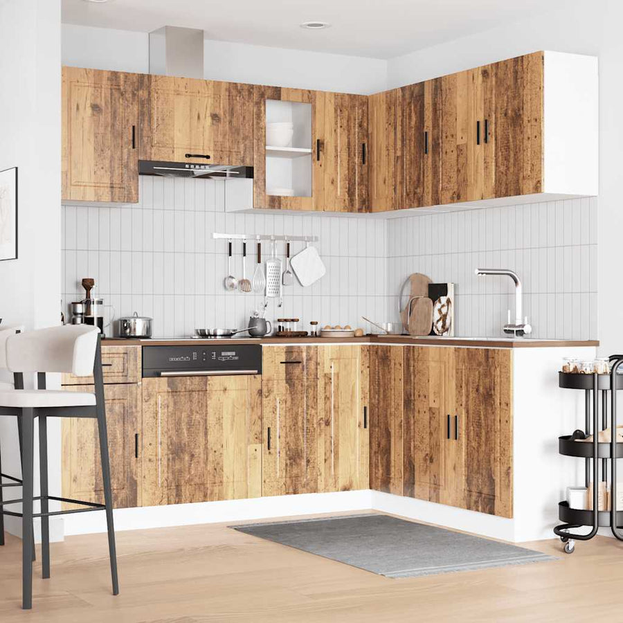 11-delige Keukenkastenset Porto bewerkt hout oud houtkleurig