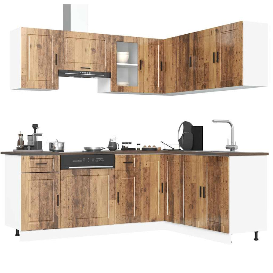11-delige Keukenkastenset Porto bewerkt hout oud houtkleurig