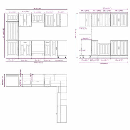 14-delige Keukenkastenset Lucca bewerkt hout betongrijs