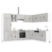 14-Piece Kitchen Cabinet Set Lucca Engineered Wood Grey Sonoma Oak