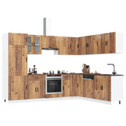 Keukenkastenset Porto 14-delig bewerkt hout oud houtkleurig