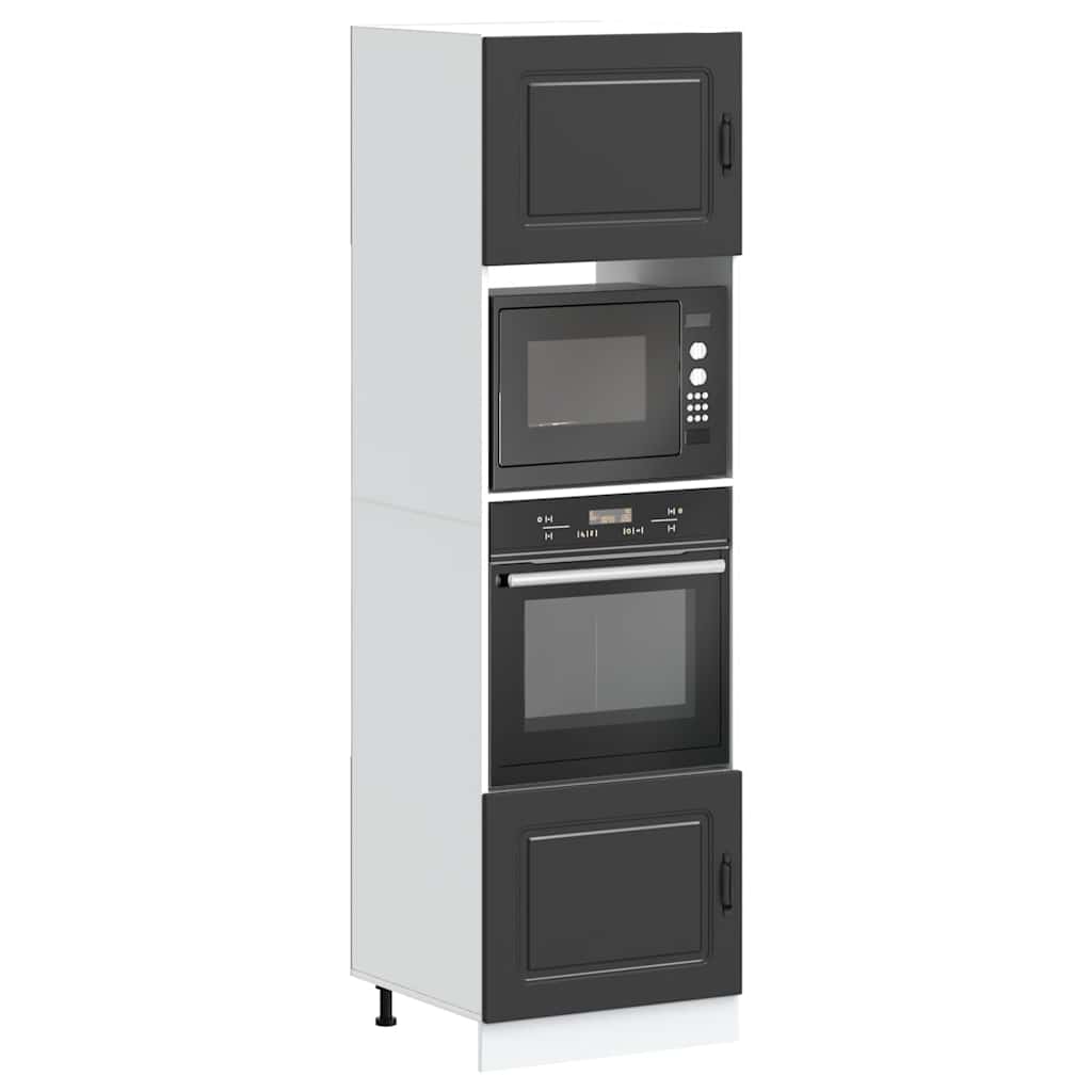 Ovenkasten 2 st Lucca bewerkt hout zwart