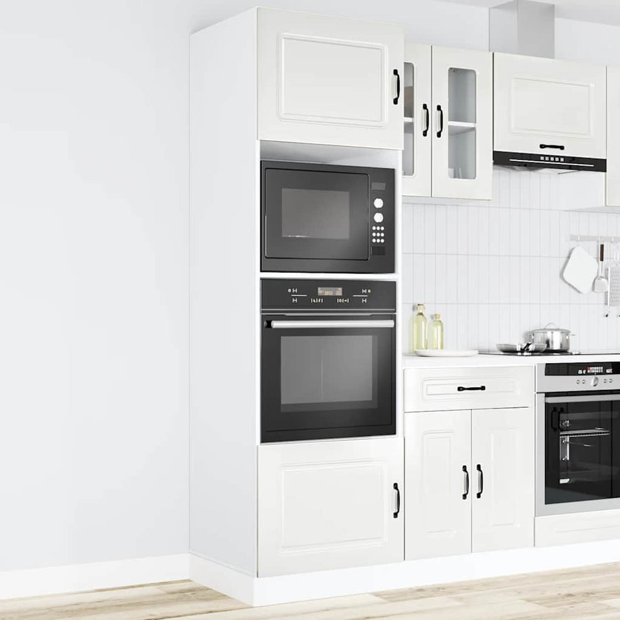 Ovenkasten 2 st Lucca bewerkt hout glanzend wit