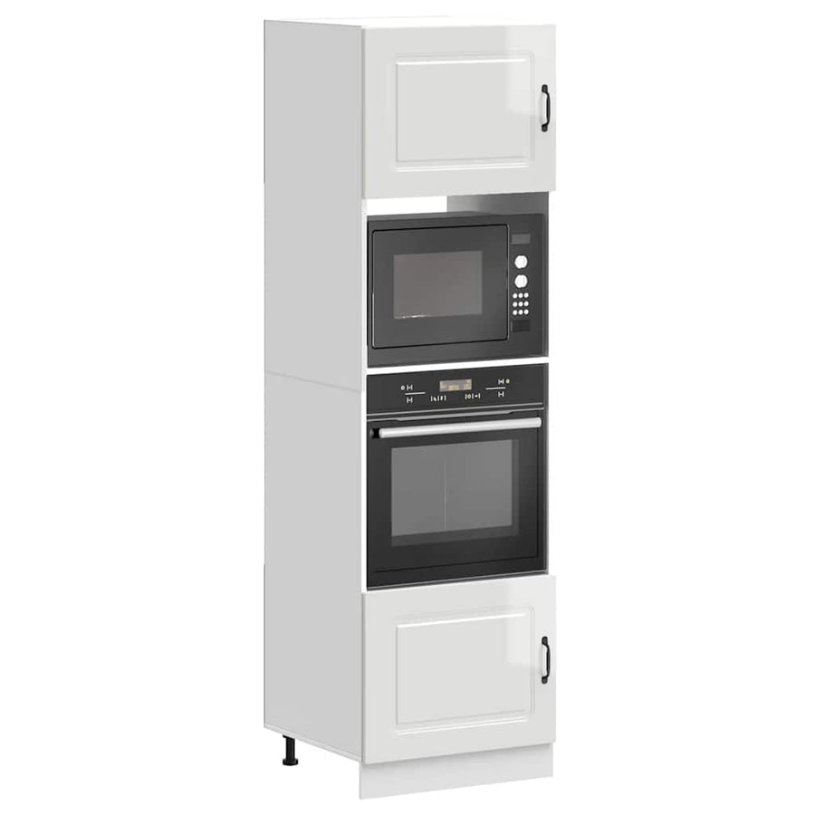 Ovenkasten 2 st Lucca bewerkt hout glanzend wit