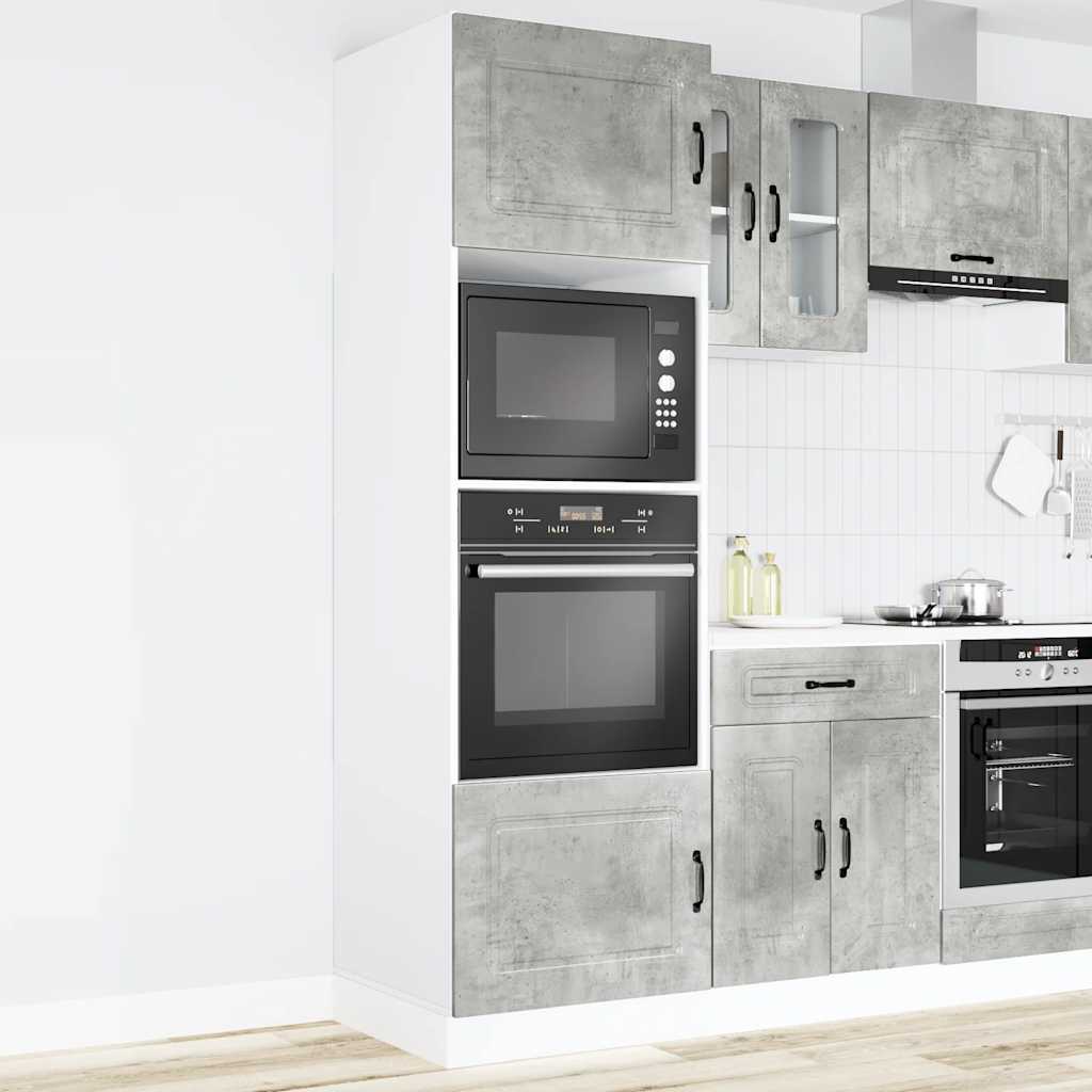 Ovenkasten 2 st Lucca bewerkt hout betongrijs