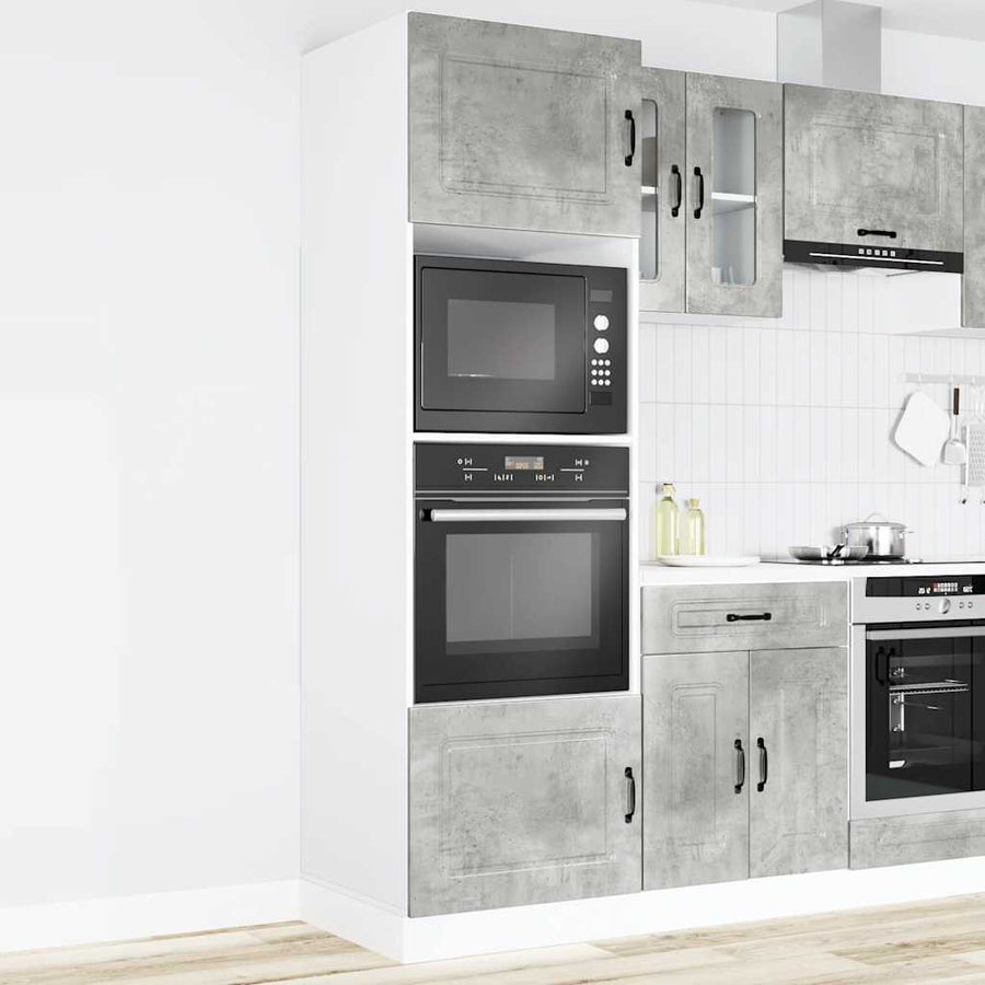 Ovenkasten 2 st Lucca bewerkt hout betongrijs