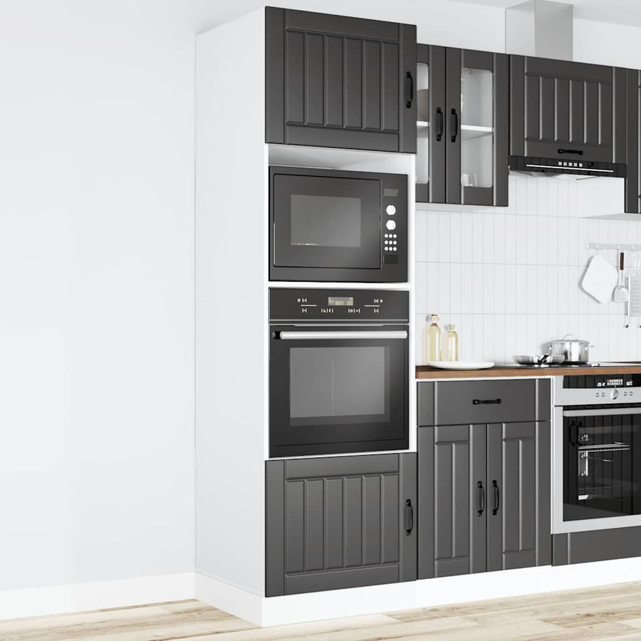 Ovenkasten 2 st Kalmar bewerkt hout zwart