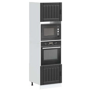 Ovenkasten 2 st bewerkt hout zwart 60x57x207 cm
