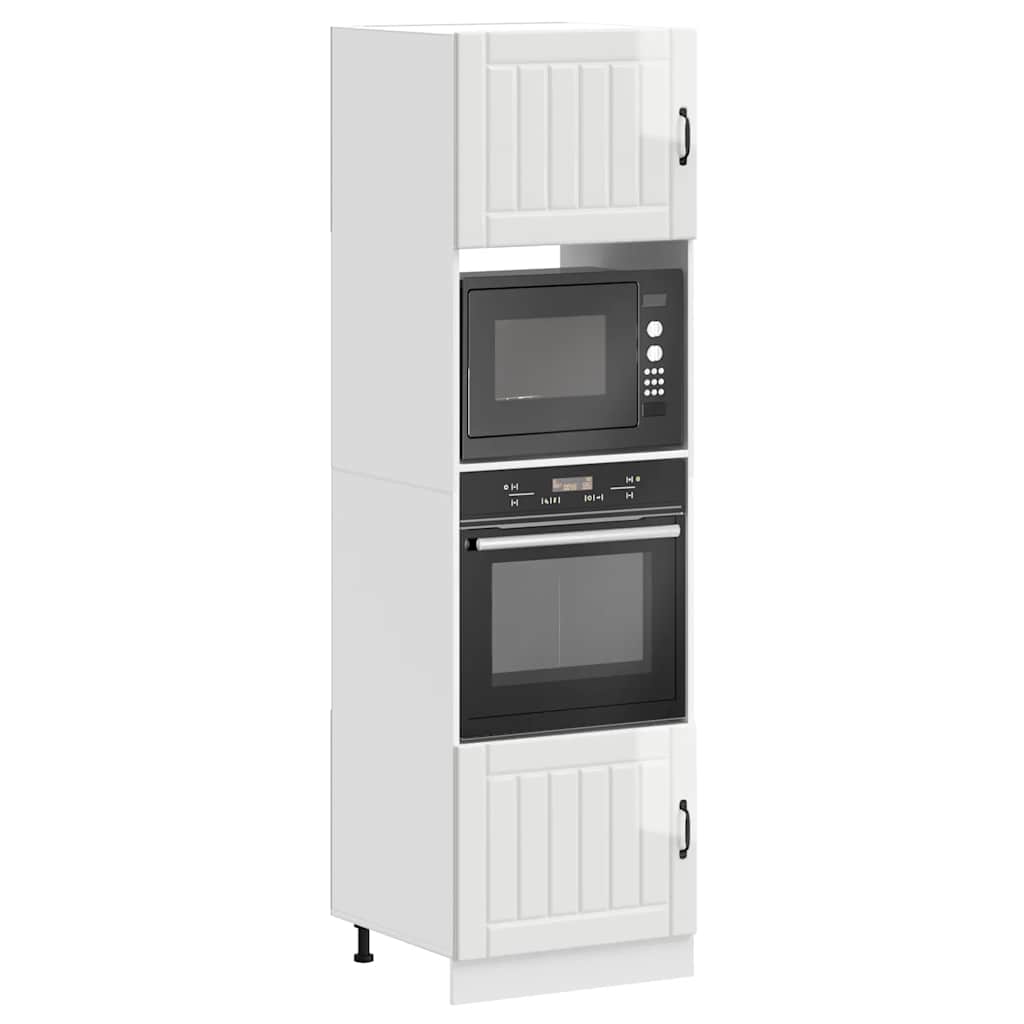 Ovenkasten 2 st Kalmar bewerkt hout glanzend wit