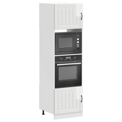 Ovenkasten 2 st Kalmar bewerkt hout glanzend wit