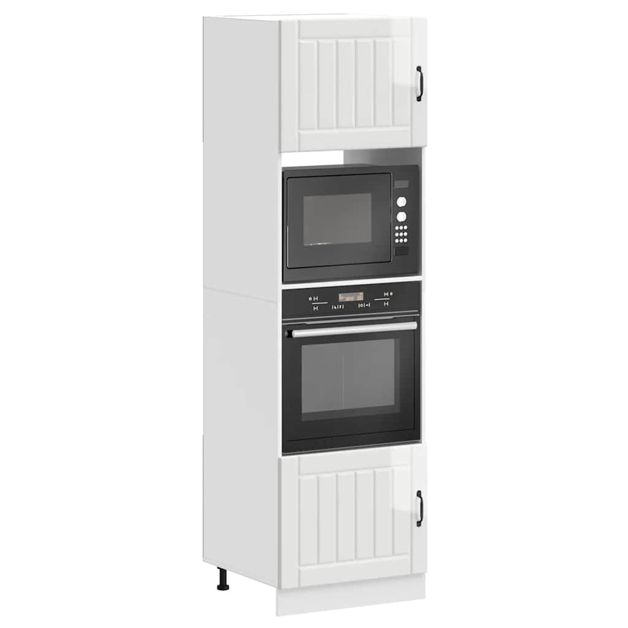 Ovenkasten 2 st Kalmar bewerkt hout glanzend wit