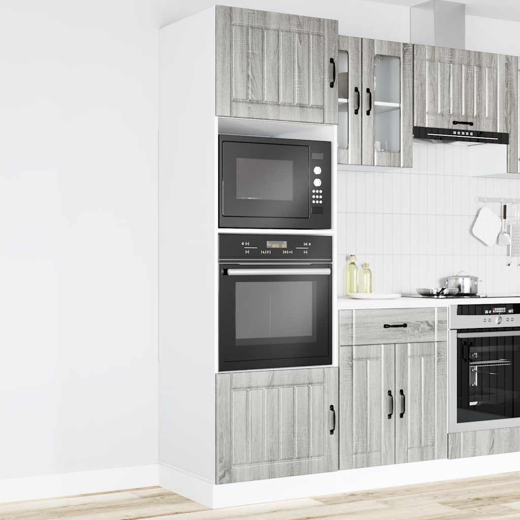 Ovenkasten 2 st Kalmar bewerkt hout grijs sonoma eikenkleurig
