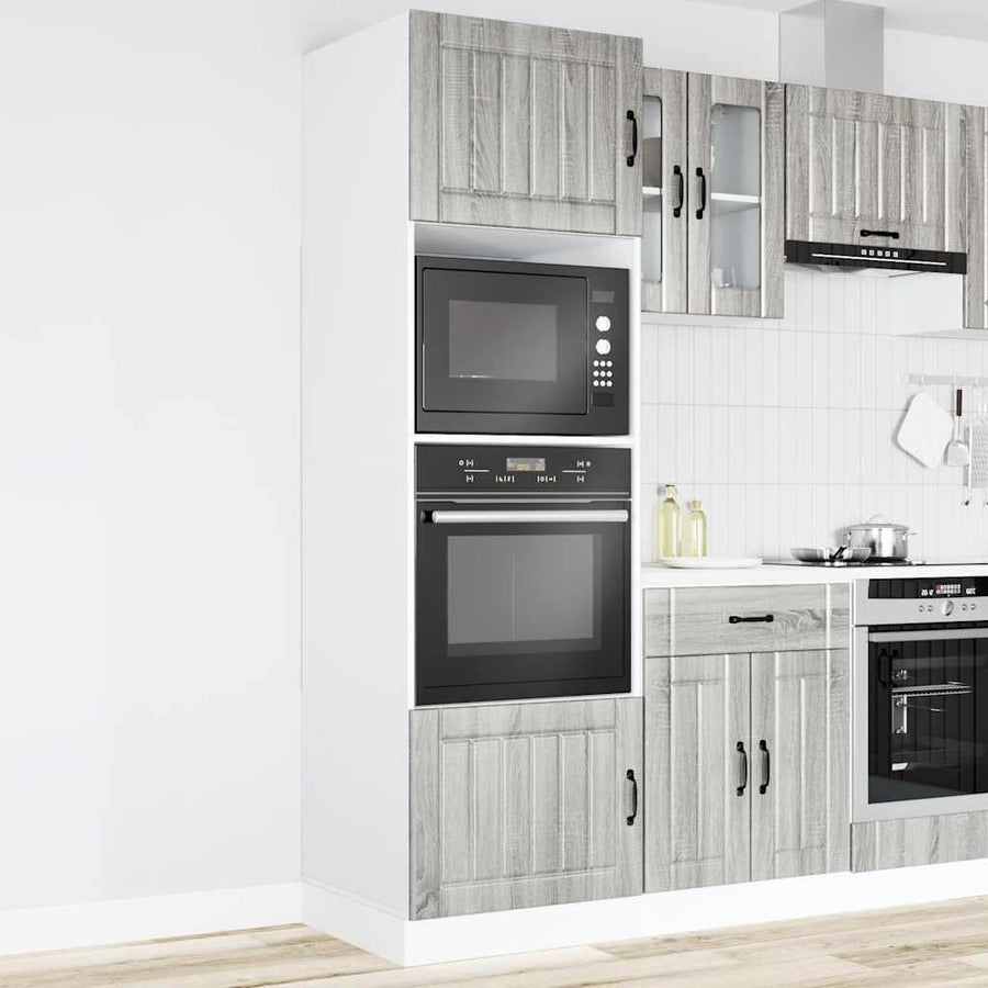 Ovenkasten 2 st Kalmar bewerkt hout grijs sonoma eikenkleurig