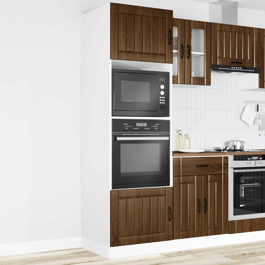 Ovenkasten 2 st Kalmar bewerkt hout bruin eikenkleur