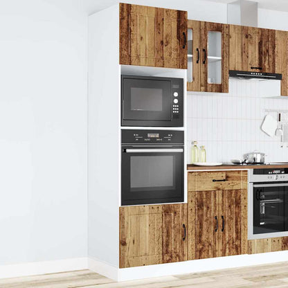 Ovenkasten 2 st Kalmar bewerkt hout oud houtkleurig