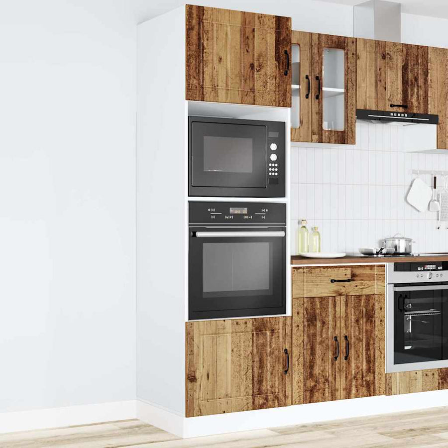 Ovenkasten 2 st Kalmar bewerkt hout oud houtkleurig