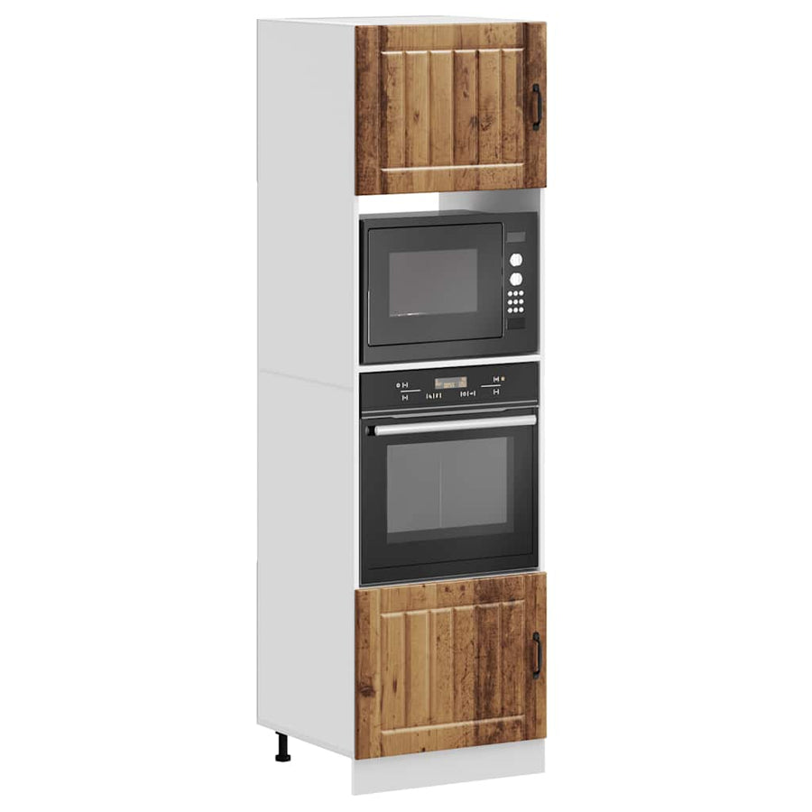 Ovenkasten 2 st Kalmar bewerkt hout oud houtkleurig
