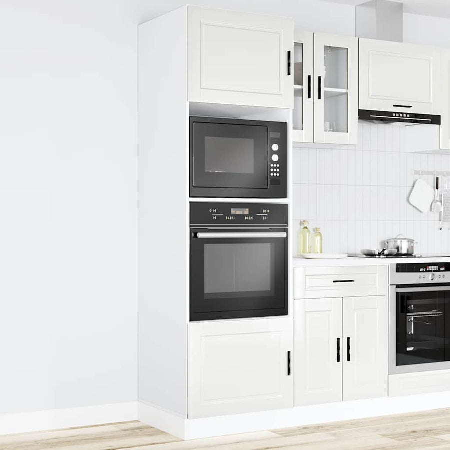 Ovenkasten 2 st Porto bewerkt hout glanzend wit