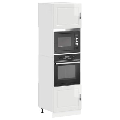 Ovenkasten 2 st Porto bewerkt hout glanzend wit