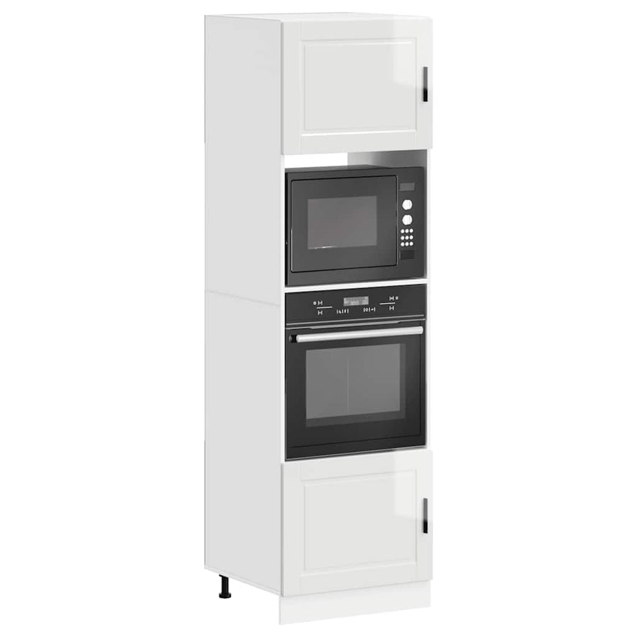 Ovenkasten 2 st Porto bewerkt hout glanzend wit