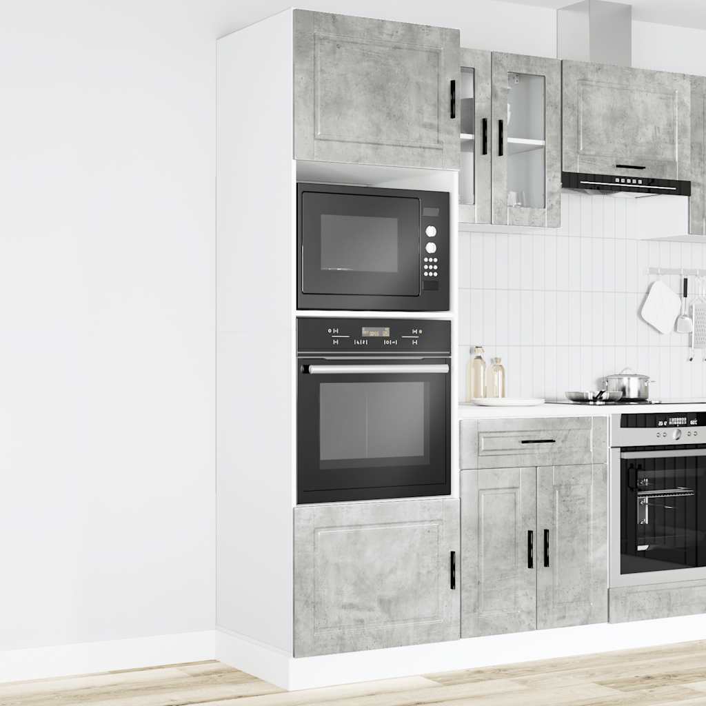 Ovenkasten 2 st Porto bewerkt hout betongrijs