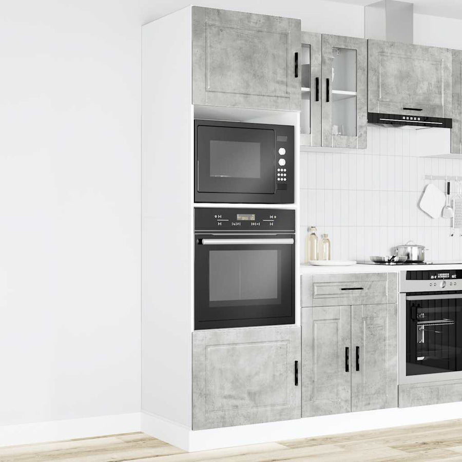 Ovenkasten 2 st Porto bewerkt hout betongrijs