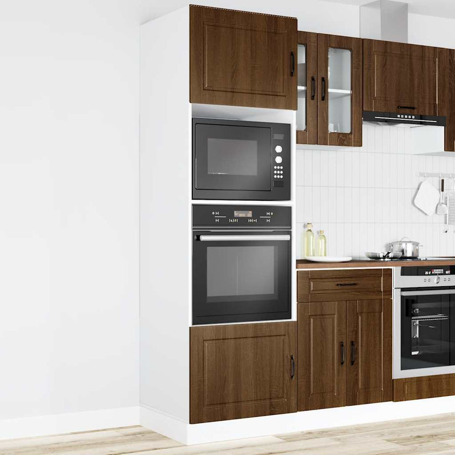 Ovenkasten 2 st Porto bewerkt hout bruin eikenkleur