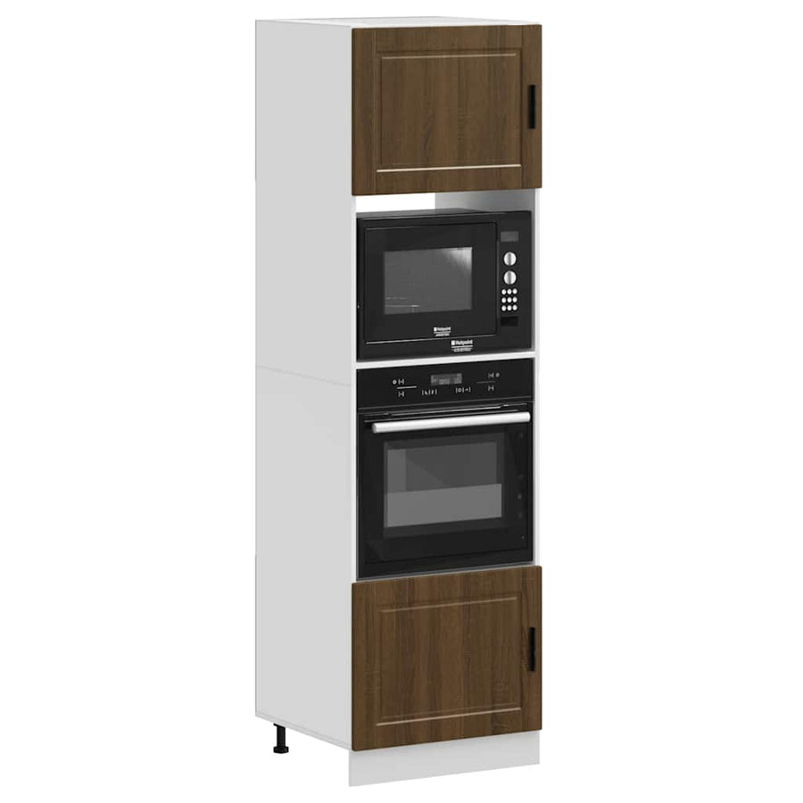 Ovenkasten 2 st Porto bewerkt hout bruin eikenkleur