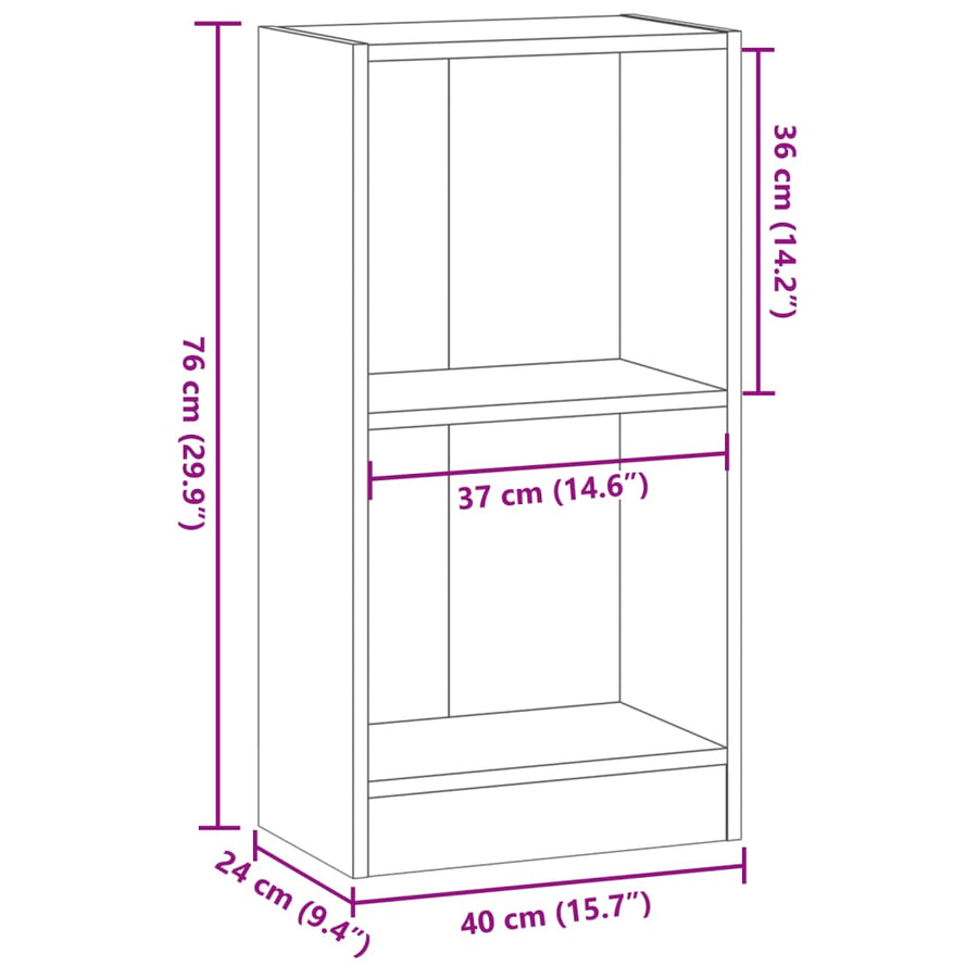 Boekenkast 40x24x76 cm bewerkt hout bruin eikenkleurig