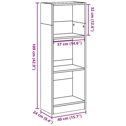 Boekenkast 40x24x109 cm bewerkt hout gerookt eikenkleurig