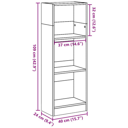 Boekenkast 40x24x109 cm bewerkt hout bruin eikenkleurig