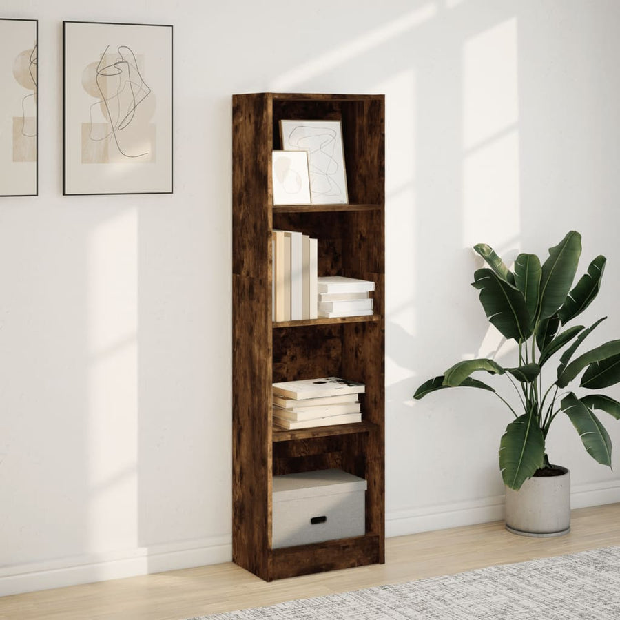 Boekenkast 40x24x143 cm bewerkt hout gerookt eikenkleurig
