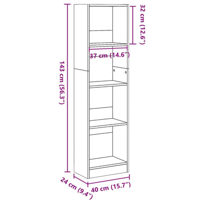 Boekenkast 40x24x143 cm bewerkt hout gerookt eikenkleurig