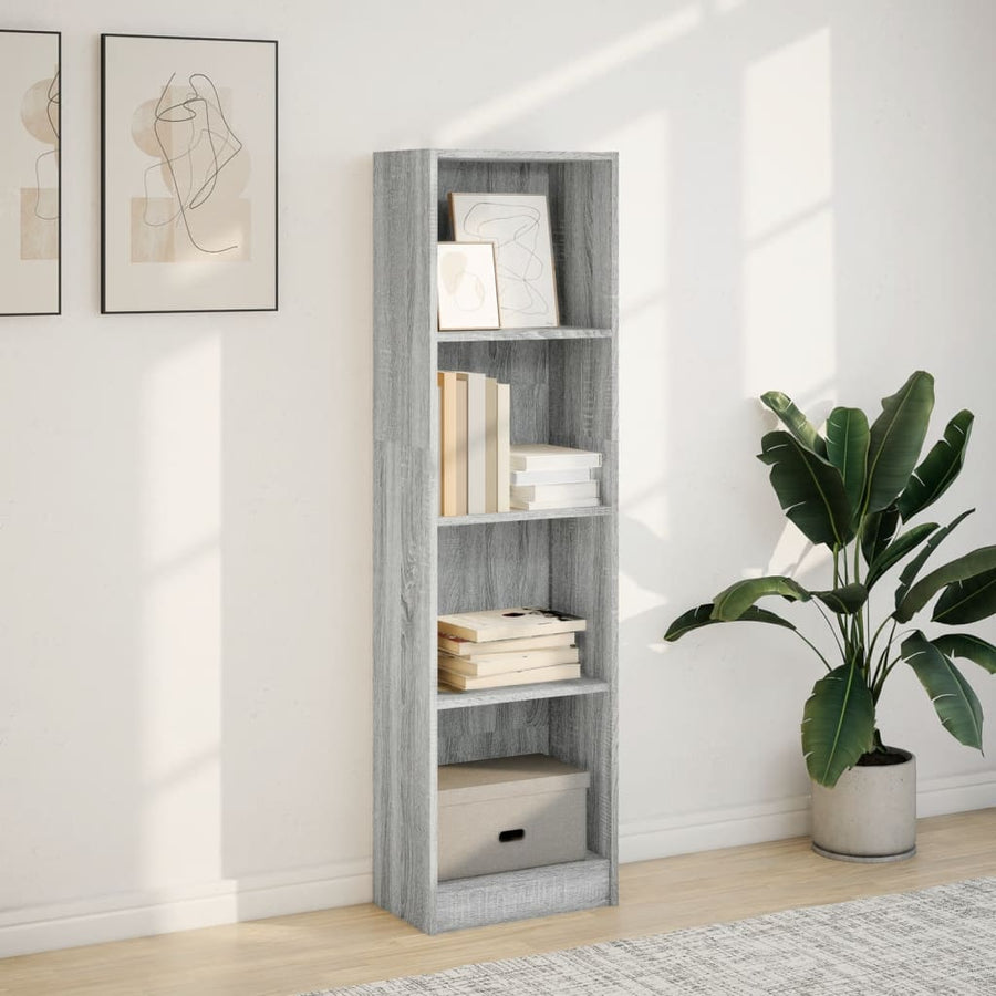 Boekenkast 40x24x143 cm bewerkt hout grijs sonoma eikenkleurig