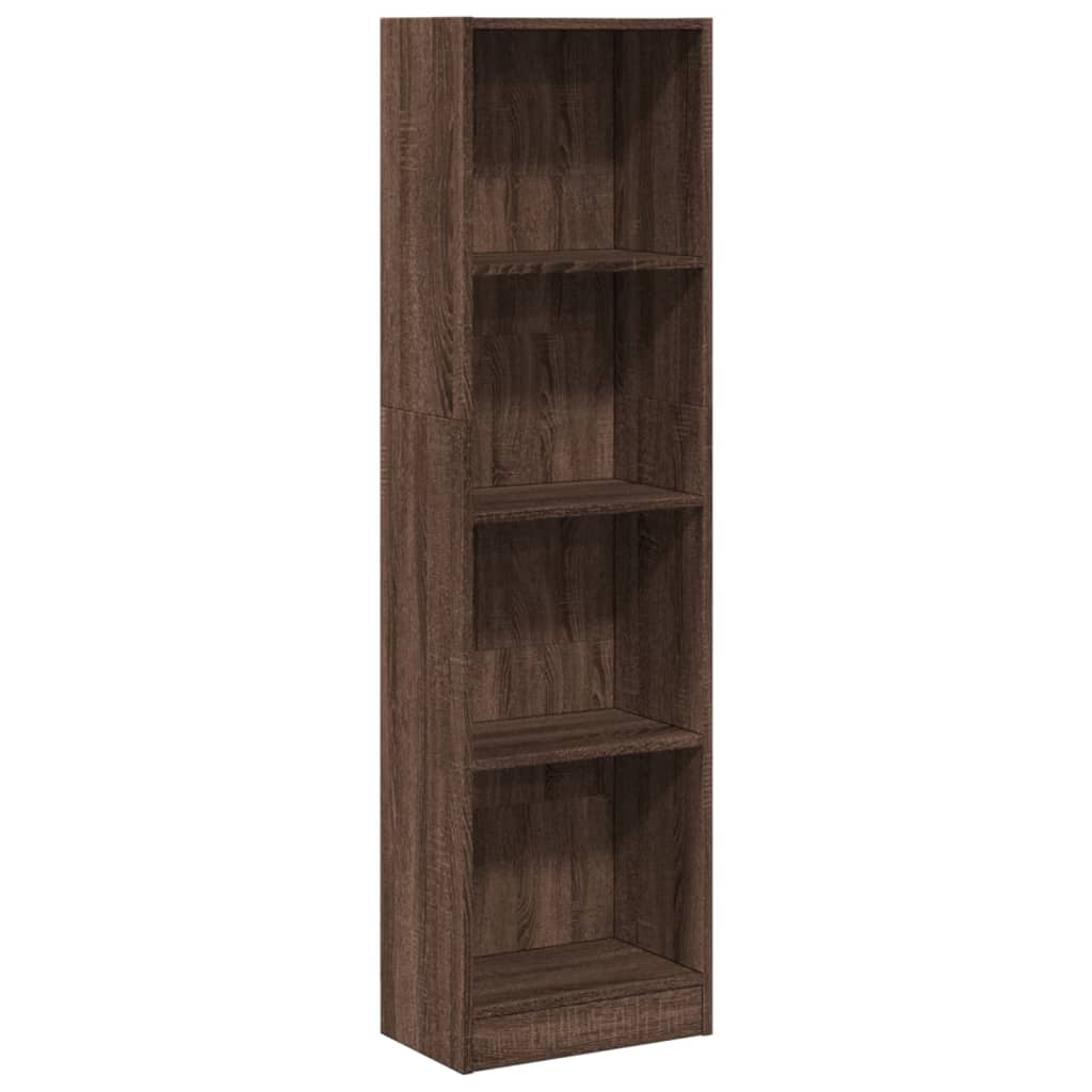 Boekenkast 40x24x143 cm bewerkt hout bruin eikenkleurig
