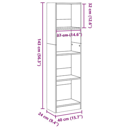 Boekenkast 40x24x143 cm bewerkt hout bruin eikenkleurig