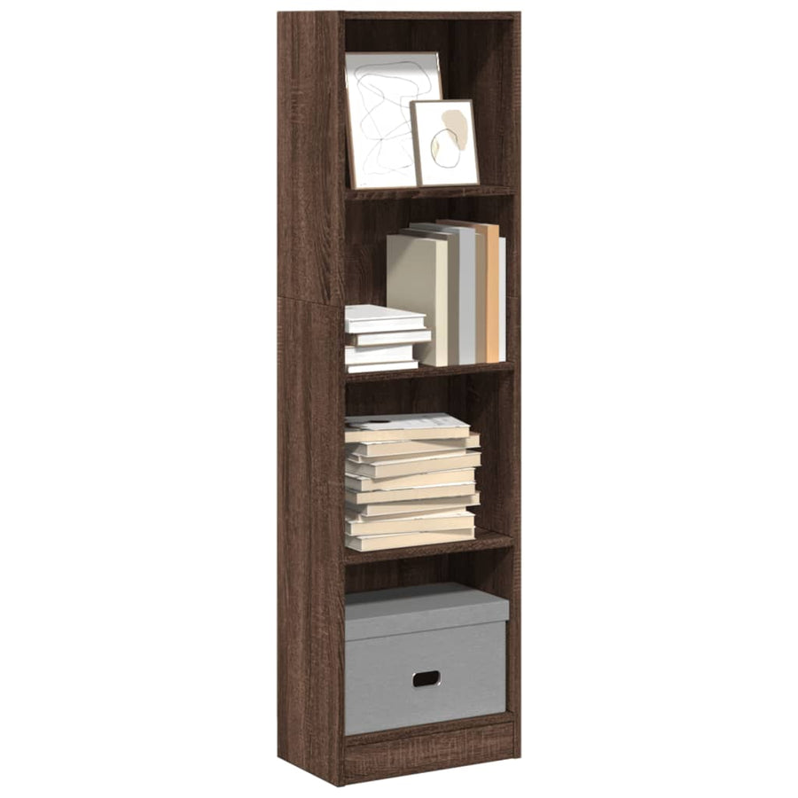 Boekenkast 40x24x143 cm bewerkt hout bruin eikenkleurig